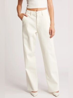 Good American 90s Carpenter White Jeans